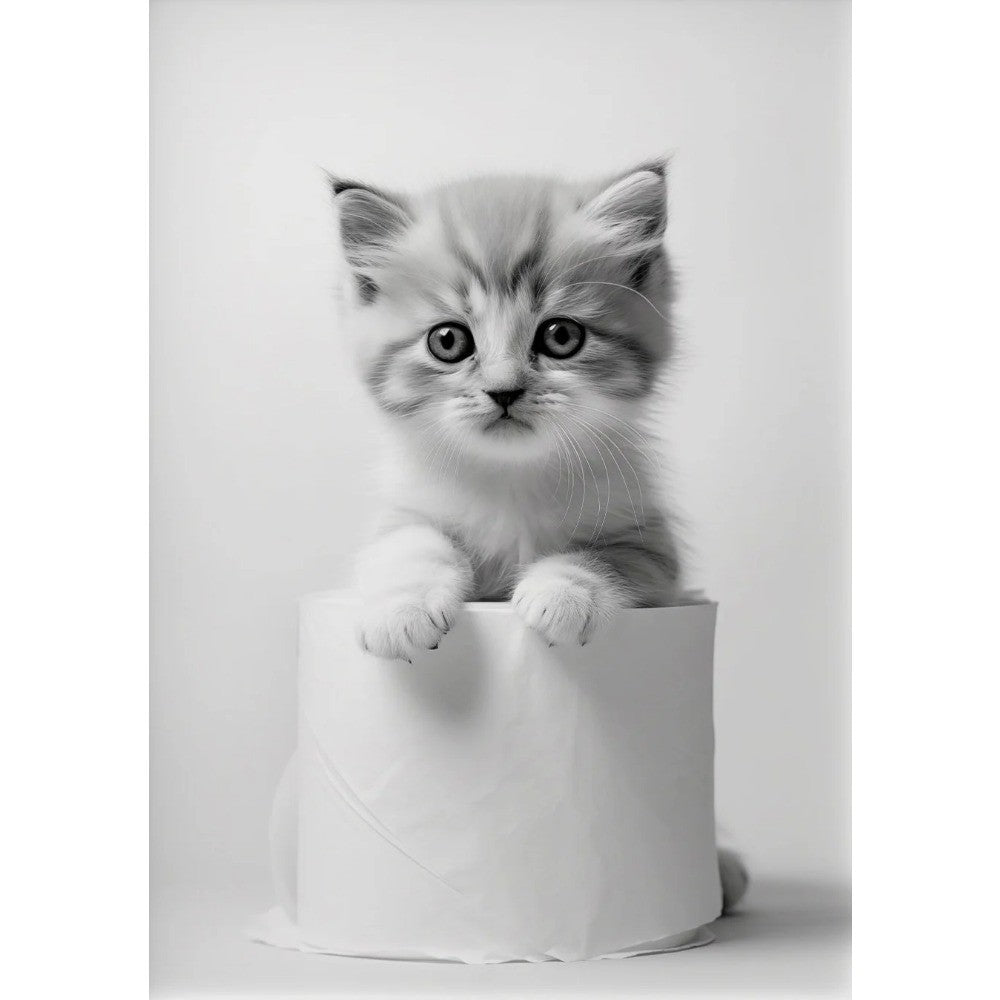 Black and White Cute Animal and Toilet Paper Poster Lion Owl Cat Dog Canvas Painting Wall Art Bathroom Living Room Home Decor