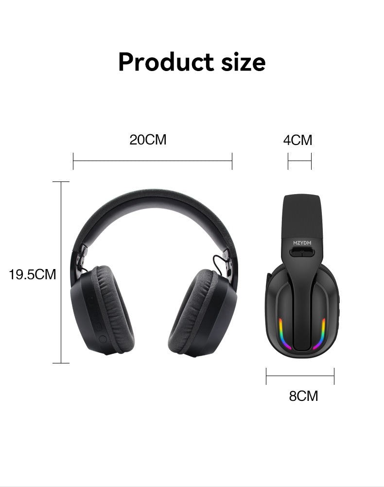 MZYDM Over Ear Headset Bluetooth5.4 Wireless Stereo Gaming B500 Earphones Built-in Mic RGB Light Low Latency Headphones For PC