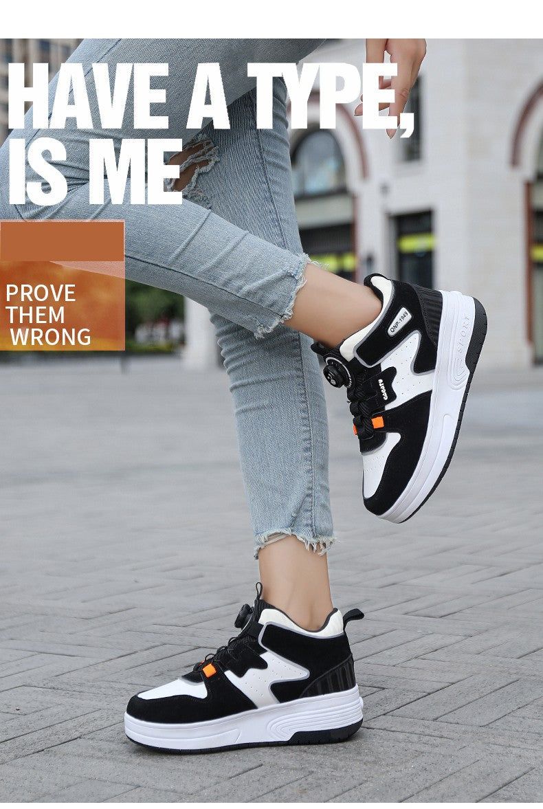 Children Junior Roller Skate Shoes Kids Sneakers with Two Boys Girls Wheels Shoes Running Adult Casual Boys Shoes size 31-42