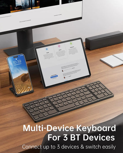 Wireless Folding Keyboard Bluetooth Keyboard with Numeric Keypad For Windows Android IOS Phone Travel Computer Mini keyboard
