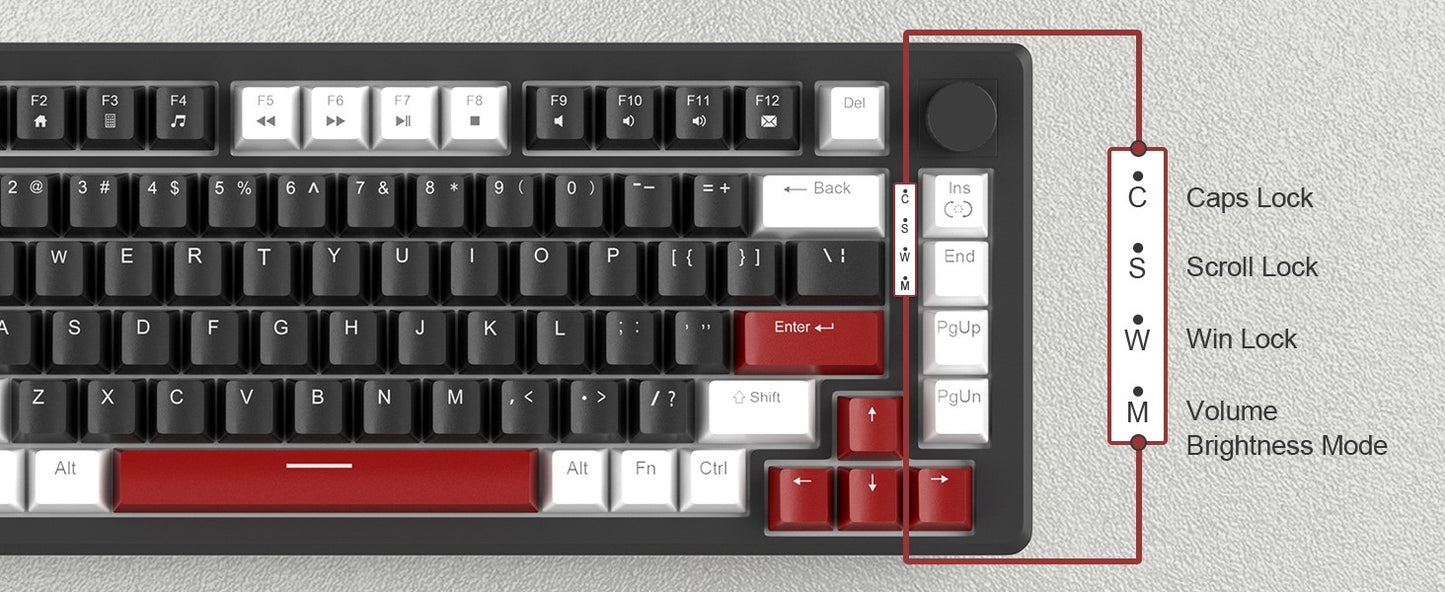 Teclado Mecânico Gamer MageGee 75% com Knob, Teclado Gamer com Fio Retroiluminado Azul Switch Vermelho/Amarelo para PC Windows