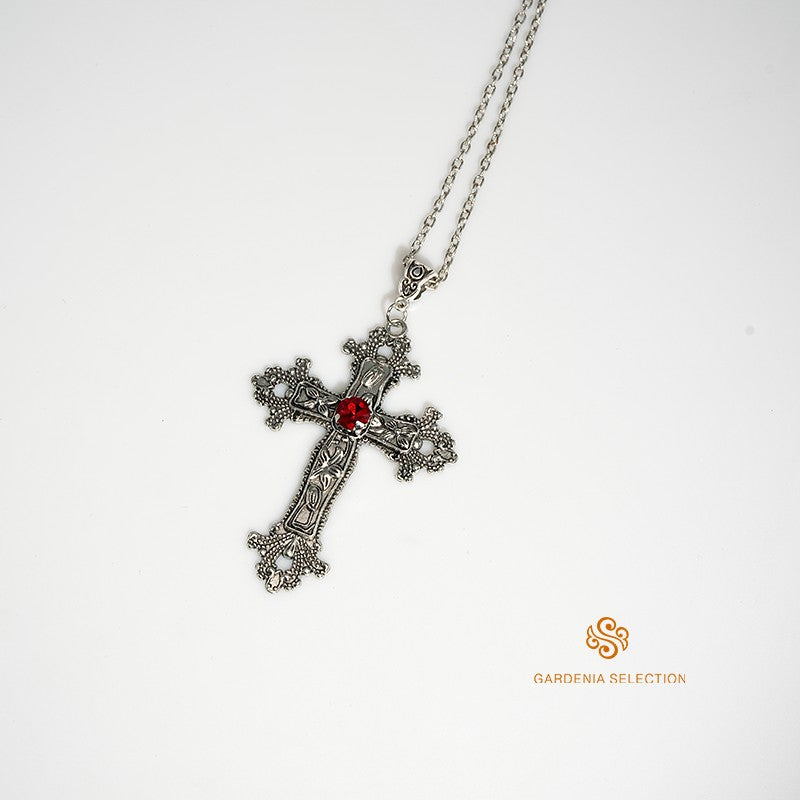 Colar com Pingente de Cruz de Cristal Estilo Punk Gótico Colar de Clavícula Joias Estéticas Presentes para Festa Masculino Feminino