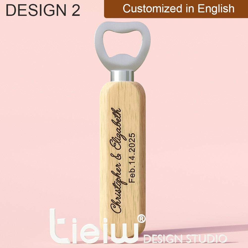 12PCS Custom Wedding Gift Bottle Opener Wedding Favors for Guests Personalized Wooden Opener as Gift for Wedding Decoration