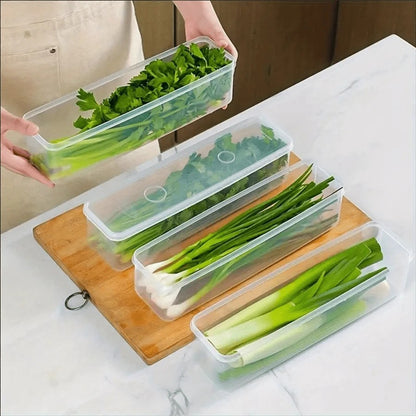 1/2/4Pcs Refrigerator Storage Boxes With Lid Plastic Fresh Keeping Box Kitchen Scallions Cilantro Eggs Noodles Sealed Container