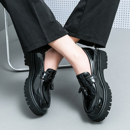 Handmade Fashion Men Tassel Loafers Thick Soled Leather Gentleman Fashion Slip-on Shoes Men’s Business Dating Formal Party Shoes
