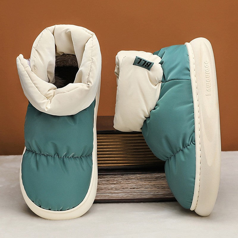 Outdoor Plush Warm Men's Snow Boots Winter Couple Cotton Shoes Down Non-Slip Waterproof Fashion Kids Shoes Slip on Soft Sneakers