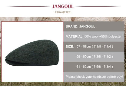 JANGOUL Men Wool Blend XL XXL Ivy Newsboy Cap Classic Tweed Gatsby Cabbie Flat Hat