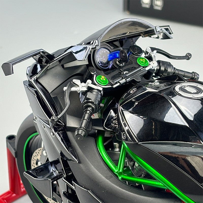 Pulverizador 1:6 Kavvasaki Racing Ninja 500 H2R Simulação de Motocicleta Luz de Som Coleção de Presentes para Crianças Velozes e Furiosos Display de valor