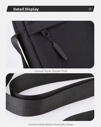 Men's Shoulder Bag with Leaf Design "Not Cheap Just Rich" Slogan Fashion Portable Male Small Crossbody Bags Leisure Phone Bag