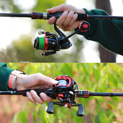 Sougayilang Vara de Pesca 1,8~2,1m Fibra de Carbono Spinning Casting Lure Rod Max Drag 10kg para Pesca de Baixo Achigã Truta Caña De Pescar
