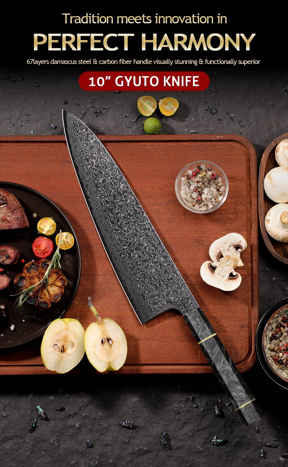 Professional 67-layer Damascus Japanese Kitchen Nakiri Gyuto Chef bread boning Knife Set Home kitchen tool with Carbon Fiber HD