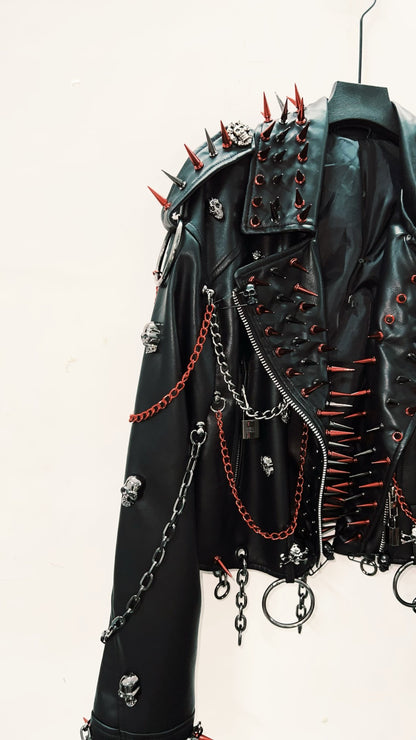 vintage Leather jacket Gothic Leather jacket Punk Leather jacketoversizeLeather jacket Rivet Leather jacket skull Leather jacket