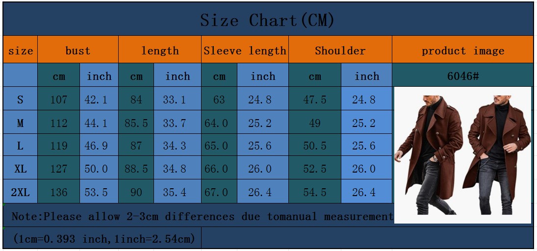 Trench Coat Men Classic Double Breasted Long Coat Mens Clothing Long Jackets Coats British Style Overcoat S-4XL Size