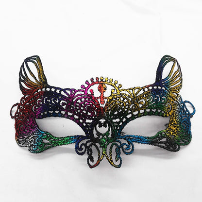 Women Sexy Hollow Lace Masquerade Gold Black Face Mask Princess Party Cosplay Prom Props Costume Nightclub Queen Eye Mask Exotic