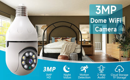 Wireless Bulb Camera Wifi E27 Bulb Camera 360 degree WiFi Security Camera Full-color High-definition Night Vision