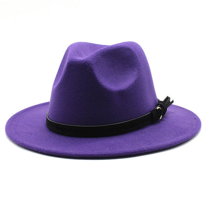 Gangster Trilby Felt Fedora Hat European American Wide Brim Top Jazz Caps Women Men Wool White Wedding Hat 56-58-61CM