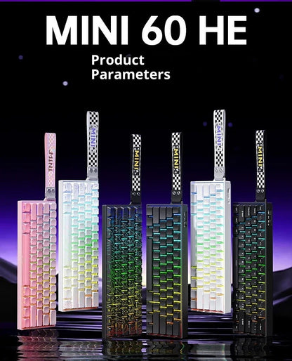 Teclado Magnético AULA MINI 60HE Pro Series Três Modos para Jogos E-sports RGB RT0.01mm Taxa de Varredura 8K Bateria de 4000mAh