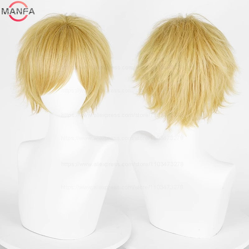 Anime 30cm Curta Reta Peruca Cosplay Preto Branco Verde Marrom Roxo Azul Cinza Vermelho Dourado Homens Mulheres Cabelo Sintético Resistente ao Calor
