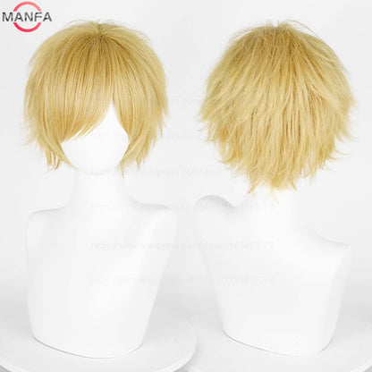 Anime 30cm Curta Reta Peruca Cosplay Preto Branco Verde Marrom Roxo Azul Cinza Vermelho Dourado Homens Mulheres Cabelo Sintético Resistente ao Calor