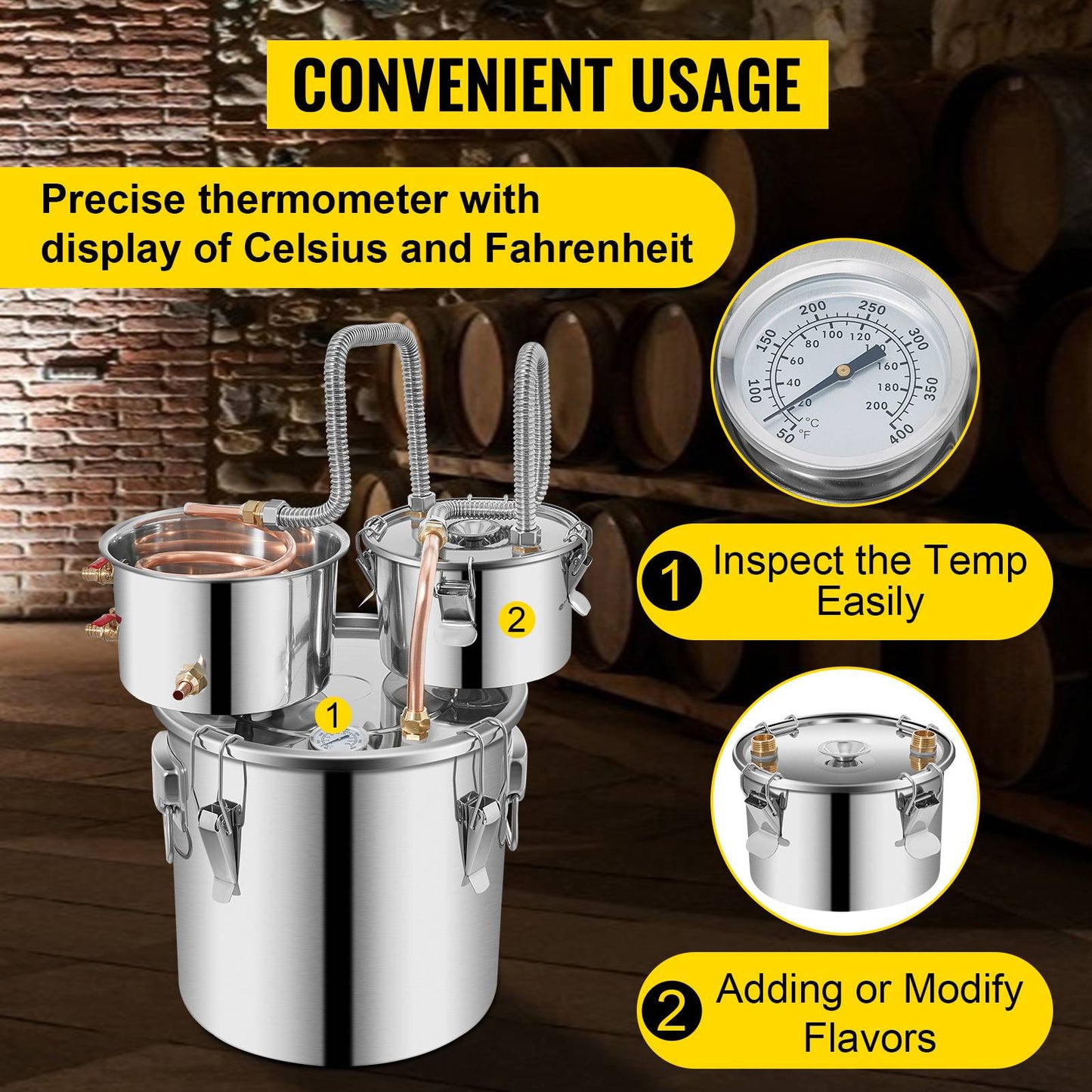 SucceBuy 12L 20L 30L 50L Alcohol Brewing Distiller DIY Moonshine Apparatus Stainless Steel Still Whisky Brandy Home Appliance