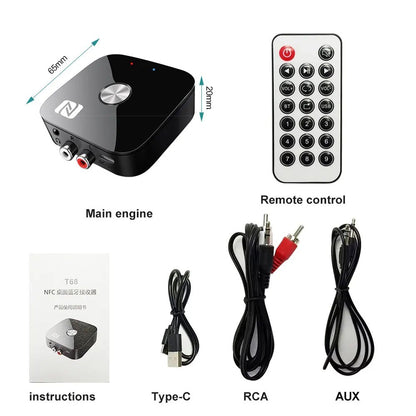 NFC Bluetooth 6.0 Audio Receiver Aux 3.5mm 2RCA Music Wireless Adapter With Mic USB U-Disk Play Remote Control for TV Car