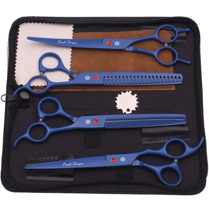 Dog Grooming Scissors Professional Stainless 7.5" Pet Hairdressing Scissors Dog Curved Scissors Thinning Shears Color Comb Z3088