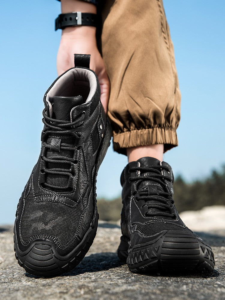 New Autumn Handmade Leather Men Boots Outdoor Design Sneakers Man Breathable Casual Leather Shoes Men Ankle Boots Fall Plus Size