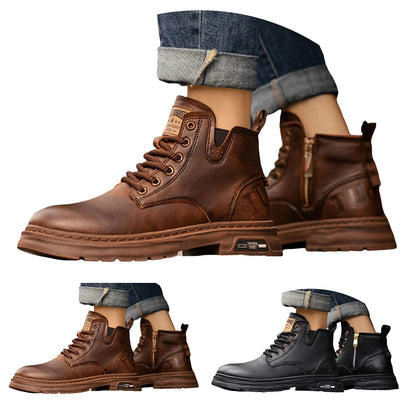 Boot Men'S Velvet Warm And Wear Thick Soled Classic And Fashionable Lace Up Ankle Boots Boots Men Wide Width Zapatos De Hombre