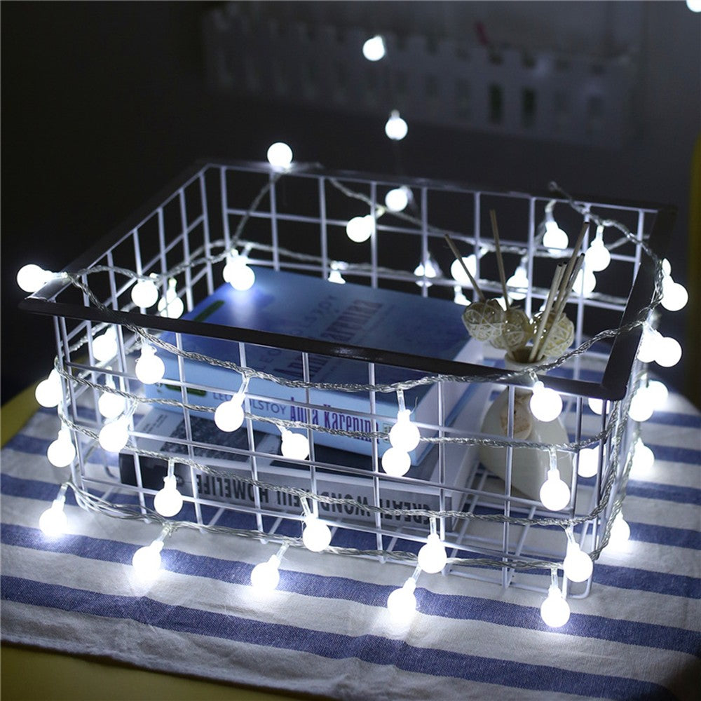 USB/Battery Powered LED Ball Wreath String Light Fairy Outdoor Light Birthday Wedding Home Festival Party Camping Light Decorati