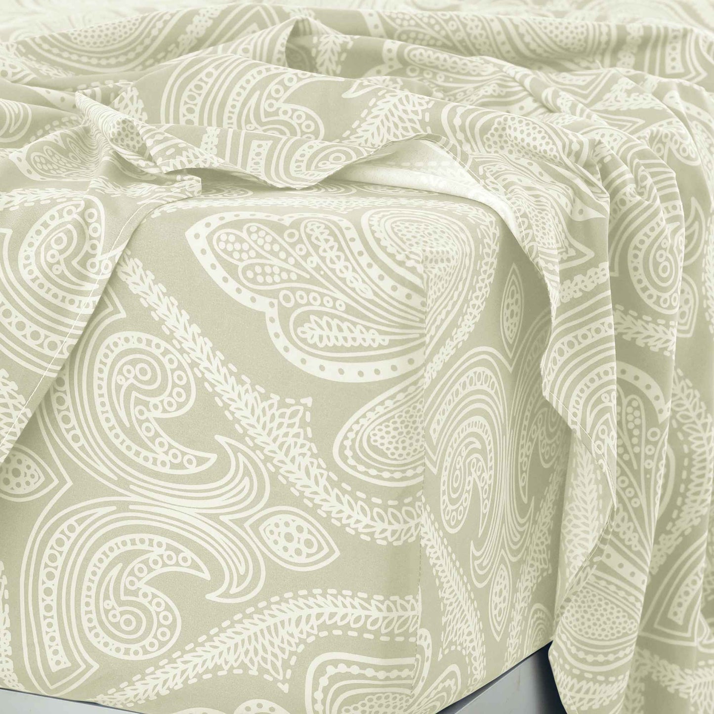 Lux Decor 4-Piece Paisley Bed Sheet Set – Soft Brushed Microfiber Sheets with 16" Deep Pockets – Wrinkle-Resistant Bedding