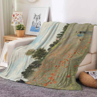Retro Art C-Claude Monet Blanket Warm And Soft Suitable For Bedroom Living Room Sofa Bed Office Travel Camping