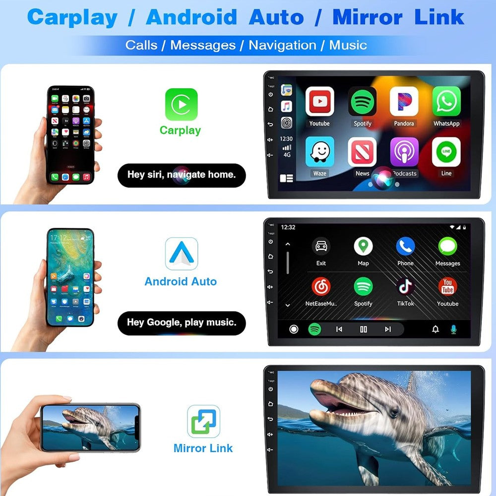Rádio Automotivo para Toyota Hilux 2005 - 2014 Sem Fio para Carplay e Android Auto, Tela Sensível ao Toque IPS de 7 Polegadas Câmera de Ré WiFi SWC-2+32G