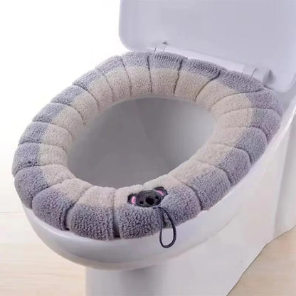 Assento Sanitário de Inverno Universal Portátil Macio Lavável Espessado de Pelúcia Capa de Assento Tapete Almofada de Vaso Sanitário para Banheiro com Acessórios