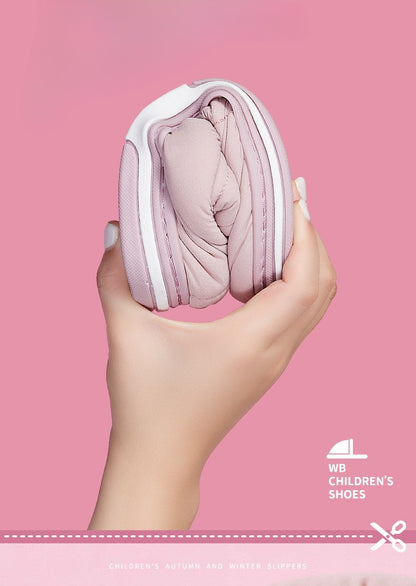 Children's Thick Furry Boots Winter Season Cartoon Warm Shoes Boys Girls Kids Home Cotton Slippers Heel Outdoor Baby Snow Boots