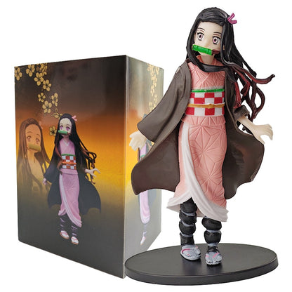 Boneco de Ação do Anime Demon Slayer - Kamado Tanjirou com Agatsuma Zenitsu e Nezuko, Brinquedos de PVC Kimetsu No Yaiba Guerreiros