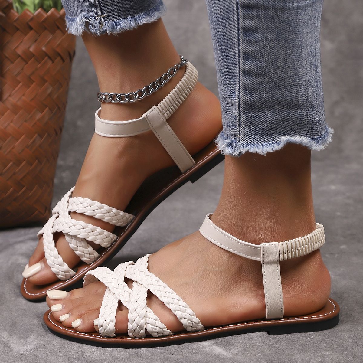 Summer Braided Woman Sandals Party Shoes Ladies Outdoor Sandals for Women Casual Shoe Soft Sandal Rubber Female Footwear