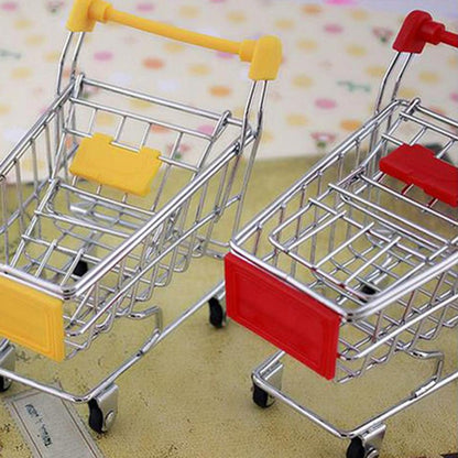 Mini Supermarket Shopping Trolley Cart Desktop Model Children's Toys Home Decoration Miniature