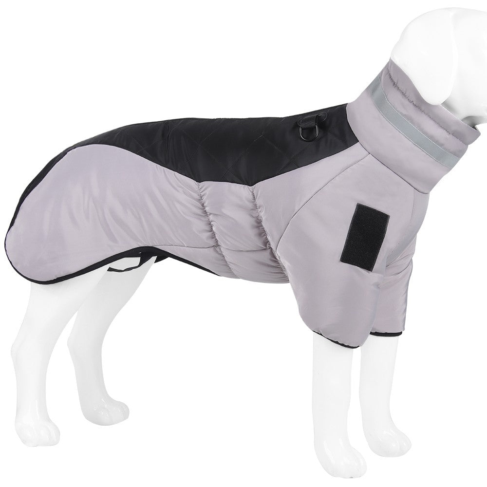Casaco Quente para Cães Grandes Jaqueta Refletiva de Inverno para Cães Puffer com Arnês Embutido Colete Impermeável para Animais de Estimação Macacão de Neve
