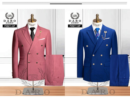 DAROuomo 2025  Men Suit Slim Fit Formal Business Work Wear Suits 2Pcs Set (Jacket+Pants)DR8211
