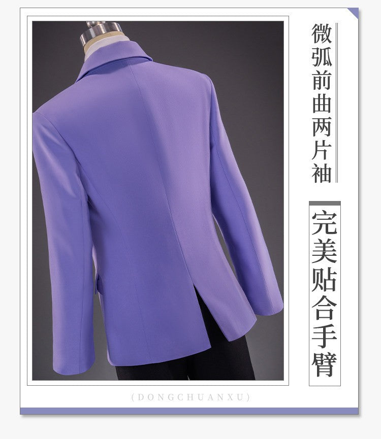 Ouran High School Host Club Haruhi Fujioka Cosplay Costume DK Uniform Purple Suit Anime Roleplay Men Women Full Set