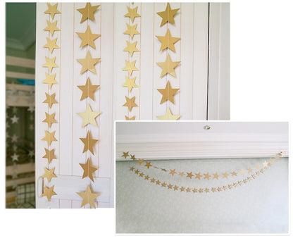 4M Paper Glitter Gold Blue Moon Star String Garland Hanging Banner Wall Party Decorations for Eid Mubarak Wedding DIY Decoration