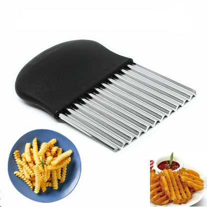 Cortador Ondulado de Batata Frita em Aço Inoxidável Fatiador de Batata Ferramentas Gadget de Cozinha para Fazer Batata Frita em Aço Inoxidável