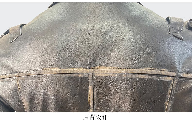 Nerazzurri Spring Autumn Cool Long Waterproof Distressed Black Pu Leather Trench Coat Men Belt Pockets Luxury Designer Clothes