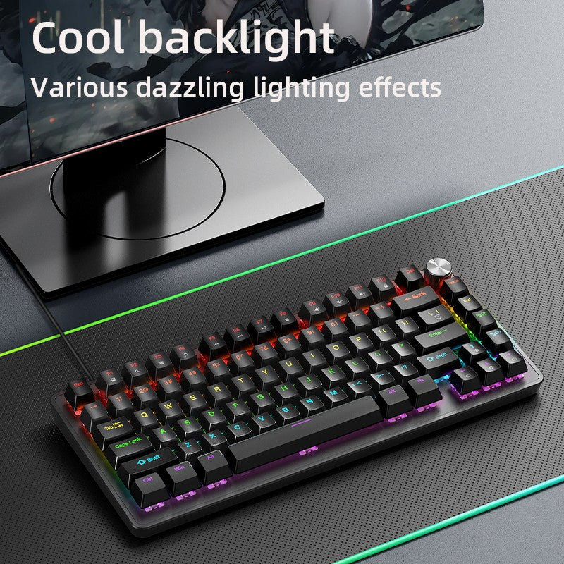 Teclado Mecânico com Fio 75% com Botão de Mídia, Teclado Gamer Preto APAYADO, Hot-Swap, Retroiluminação de Caractere Transparente com Teclas ABS