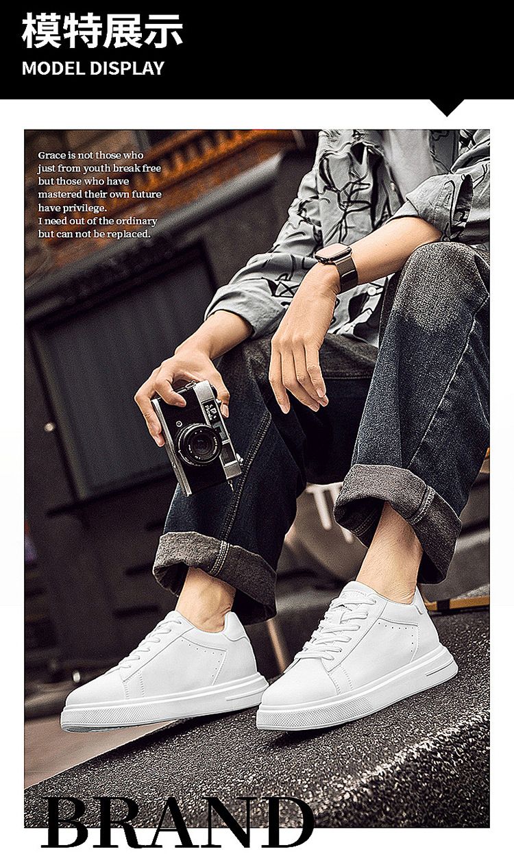 Sneakers Man Elevator Shoes White Black Taller Shoes Men Leisure Fashion Sports Increasing Shoes Increase in Height 6-10Cm