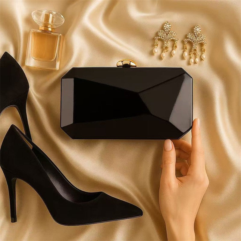 Fashion Clutch Bags for Women Glossy PU Evening Purse Burgundy Geometric Shape Female Handbag Special Valentine's Day Gift