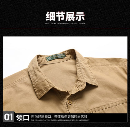 Casual Green Cargo Military Shirt Men'S Long Sleeve 2024 Spring Autumn Fashion Blouse