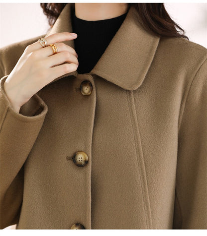 New High Quality Single-breasted Fashion Woolen Coat Women Autumn Winter Slim Elegant Wool Overcoat Windbreaker Outerwear Female