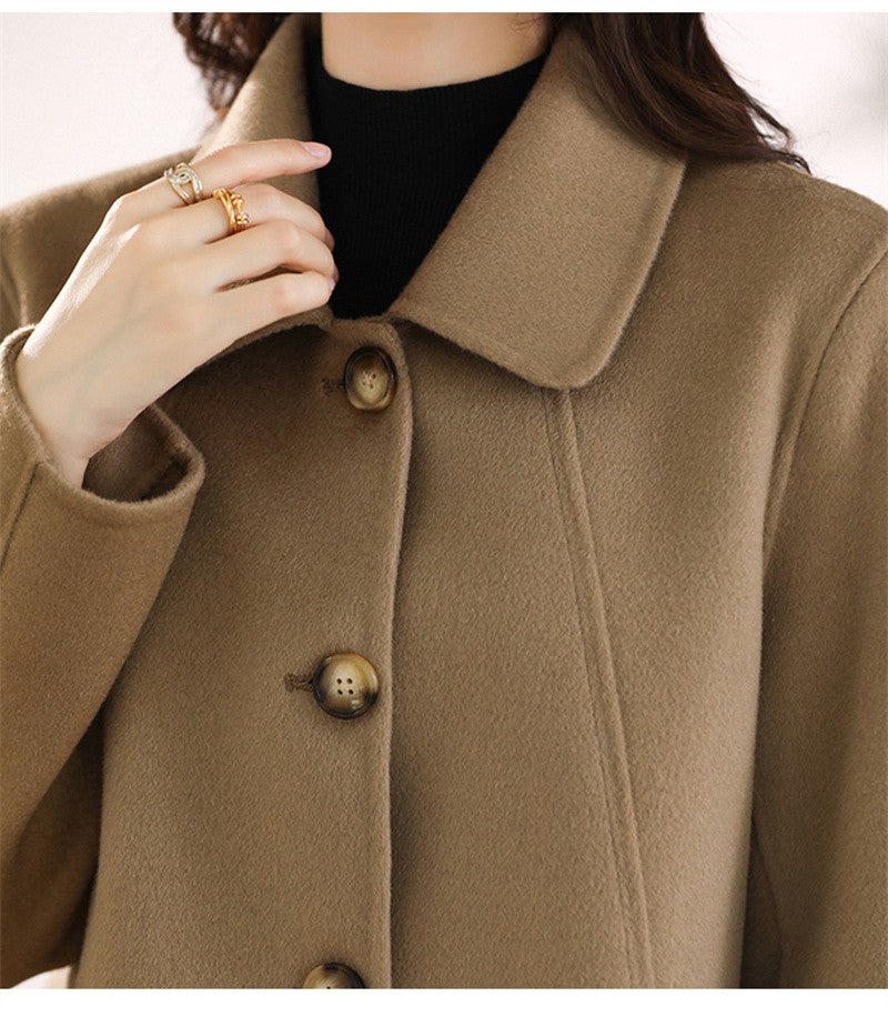 New High Quality Single-breasted Fashion Woolen Coat Women Autumn Winter Slim Elegant Wool Overcoat Windbreaker Outerwear Female