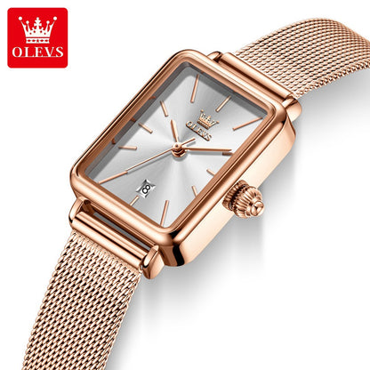 OLEVS Ultra Thin 8mm Women's Watches With Gift Box Fashion Elegant Rose Gold Mesh Steel Strap Luxury Quartz Watch for Woman 3692